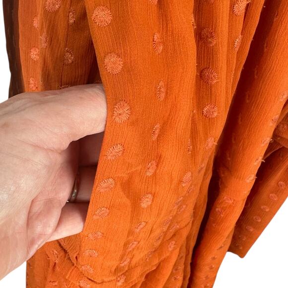 Anthropologie Somerset Mini Dress Large Swiss Polka Dot Pockets Ruffles Smocked - Picture 5 of 11